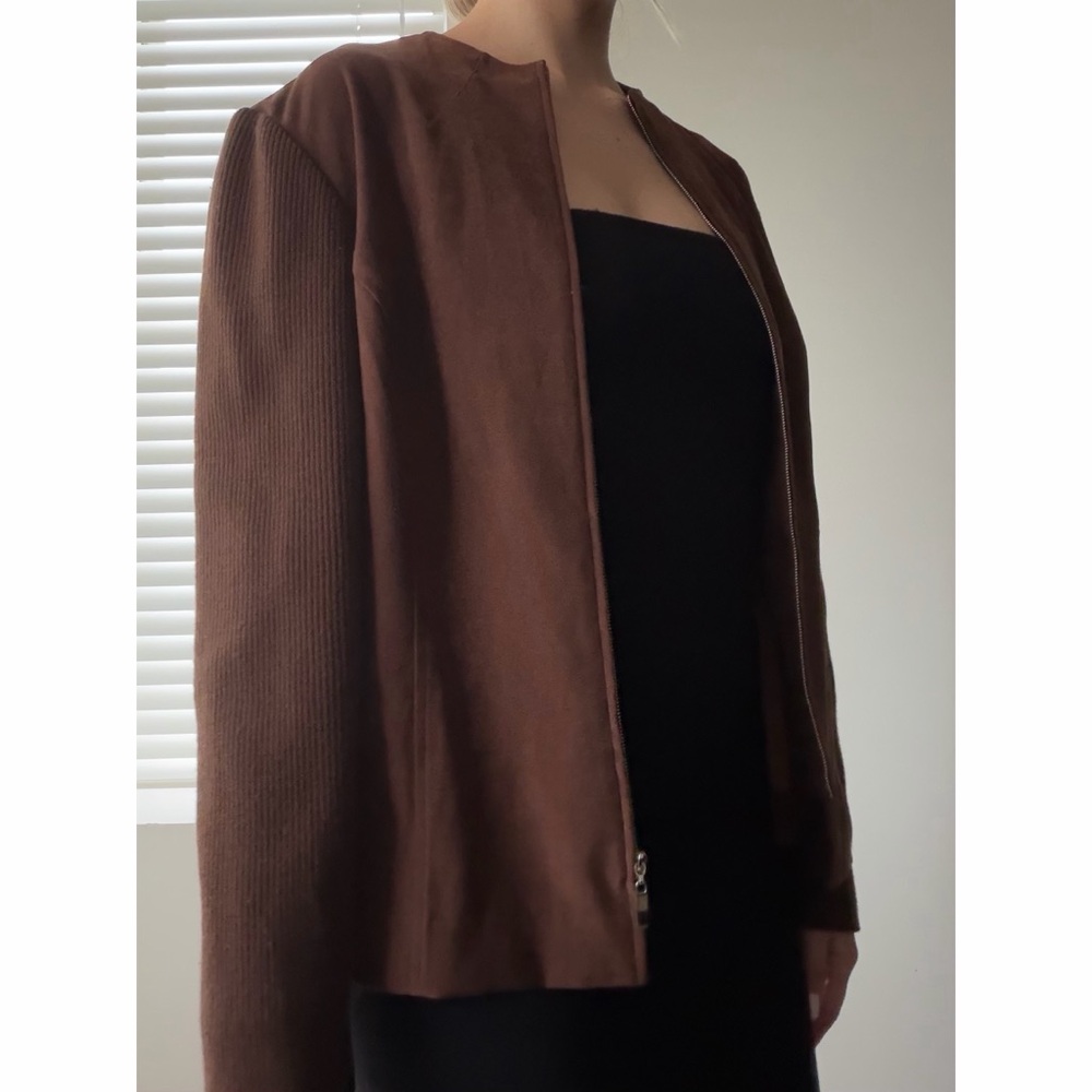 Norton McNaughton Chocolate Brown Zip-Front Bomber Jacket